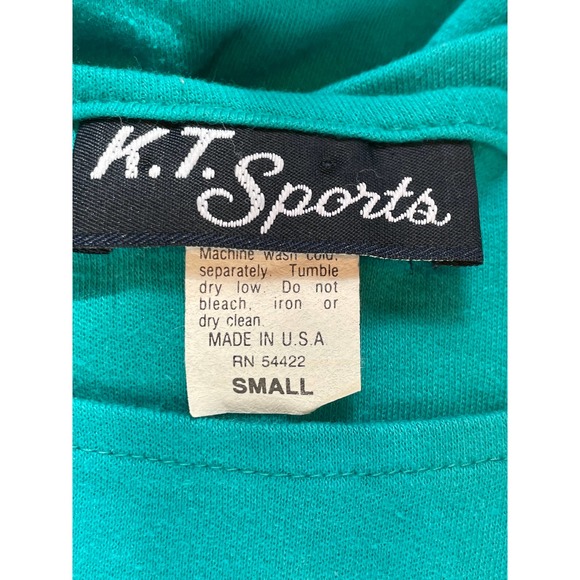 Vintage K.T. Sports Womens Casual Shirt Top Green Floral 3/4 Sleeve S - Picture 7 of 7